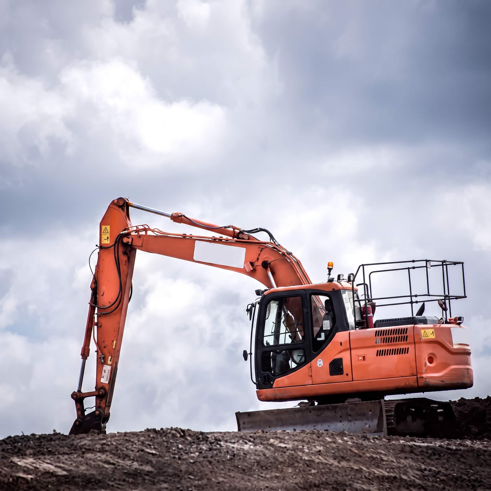 Baumaschine im Einsatz auf der Baustelle